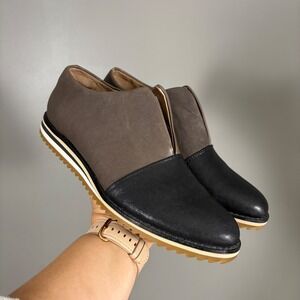 Anthropologie‎ ALL BLACK Leather Sneakers 37.5/US 7 Loafers Elevated Office Easy